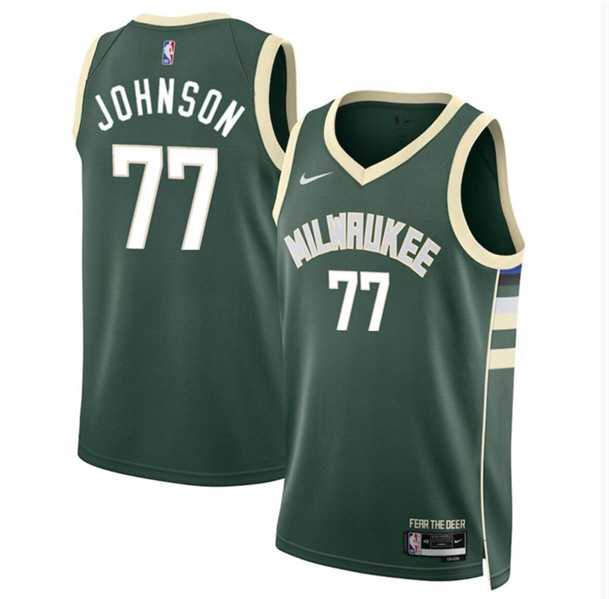 Mens Milwaukee Bucks #77 AJ Johnson Green 2024 Draft Icon Edition Stitched Basketball Jersey Dzhi->milwaukee bucks->NBA Jersey